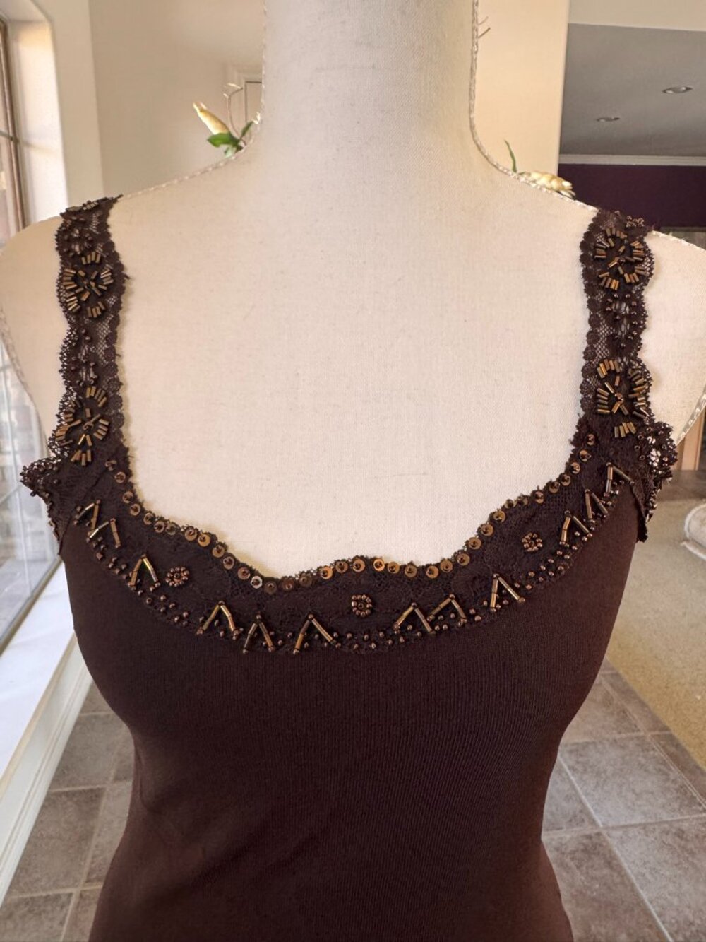 Alberto Makali beaded tank sweater;Rich Brown; NWT;  Small - Picture 12 of 16